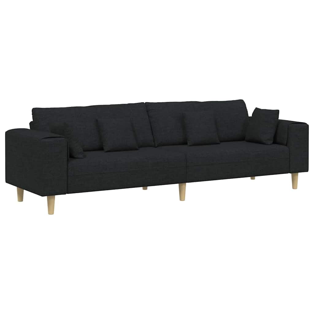Sofa z poduszką czarna 250 x 77 x 76 cm tkanina