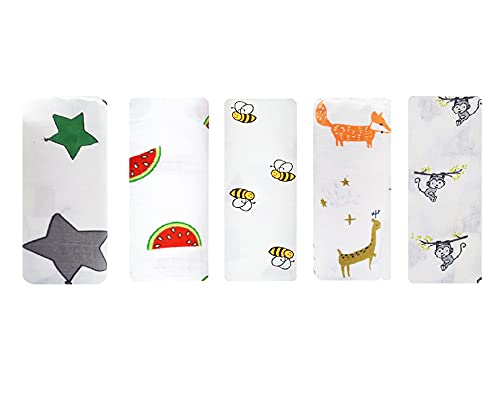 Image of swaddle cloth for new born 100% Pure Cotton Muslin Baby Swaddle Blanket, Swaddle for Newborn Baby Super Soft Cotton Receiving Wrapper Cloth, Stroller Cover-Pack of 5 with Size 120X100 CM - KIDO Love
