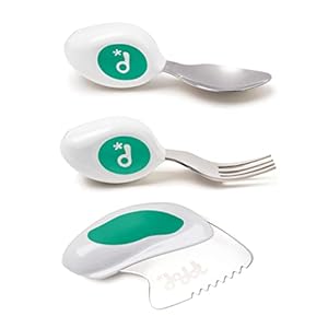 Doddl Cutlery Set, Toddler Self Feeding Cutlery, Spoon, Fork & Knife, 12months+ (Aqua)