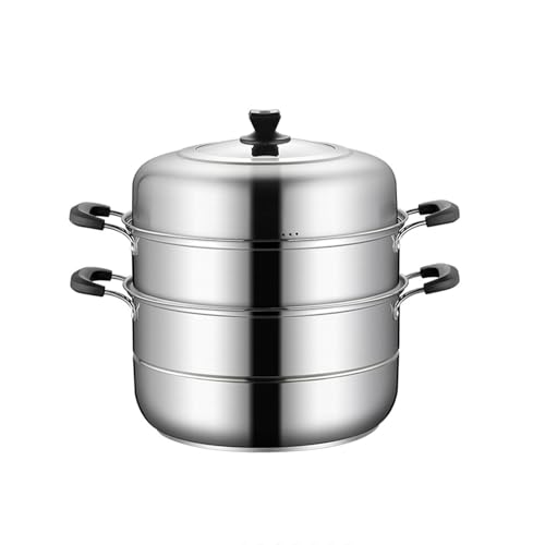 304 Stainless Steel Steamer/Stock Pot, Large Capacity 3-Layer 36cm/38cm/40cm for Gas Stove/Induction Cooker