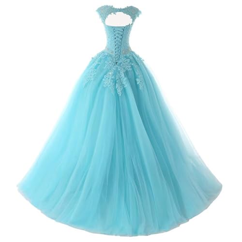 Women's Applique Prom Dress Long Princess Beaded 16 Quinceanera Dresses Tulle Ball Gowns Beaded Belt Wedding Dress3