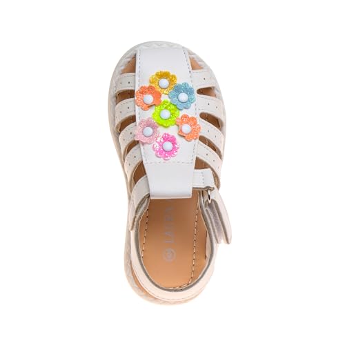 Image of Laura Ashley Princess Girl Rainbow Sandals Summer Glitter Strap Closed Toe Sandals Flats for Girls Size 6-10 Toddler 11-12 Little Kid