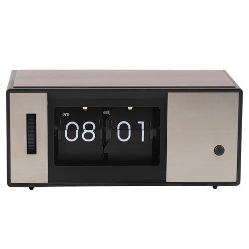 OPPWONG Retro Flip Clock - Vintage Mechanical Desk Clock, Battery Powered, Internal Gear Operated for Home Office Living Room Decor, 6.5x3.0in