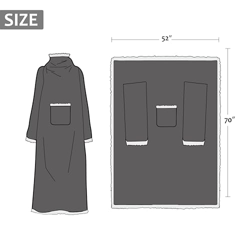Image of Catalonia Sherpa Wearable Blanket with Sleeves Arms,Super Soft Warm Comfy Large Fleece Plush Sleeved TV Throws Wrap Robe Blanket for Adult Women and Men Grey