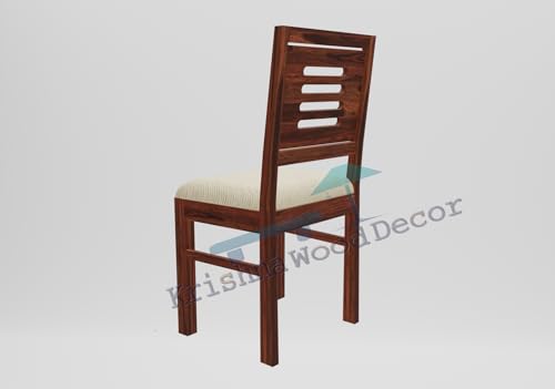 Image of Krishna Wood Decor Wood Round Dining Table 4 Seater with Chair | Dining Table Set | Dining Room Set | Dining Table 4 Seater Round Shape | Dining Room Furniture | Wooden Table | 4 Seater (1)