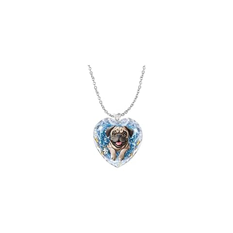 Wolf Necklace, Wolf Heart Shape Pendant Necklace with Silver Chain, Wolf Jewelry Gifts for Boys Girls Men and Women, Metal, No Gemstone Cover