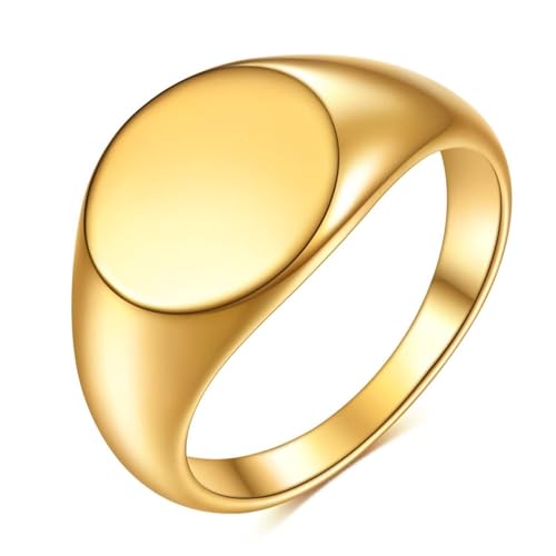 Anillos de Acero Inoxidable para Mujer, Anillos para Hombre Bisutería Tallas J a Z Anillo de Sello de Oro Redondo 12 mm