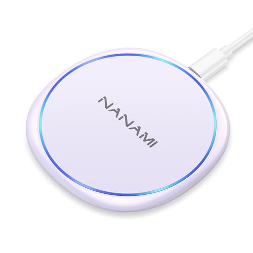 NANAMI 10W Max Wireless Charger Pad, Fast Charging Compatible with iPhone 17/16/15/14/13/12/11/SE Series, Samsung Galaxy S26/S25/S24/S23/S22/S21/S20, AirPods 2/3 - Adapter Required (Sold Separately)