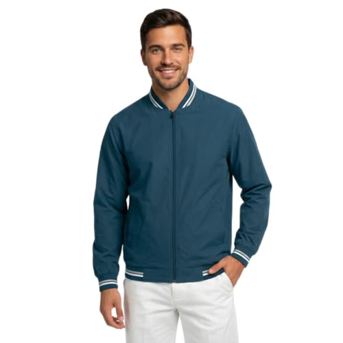 Image of Celary Men's Bomber Jacket Polyester Standard Length | Lightweight Casual Zip-Up Jacket | Stylish Slim Fit Outerwear for All Seasons