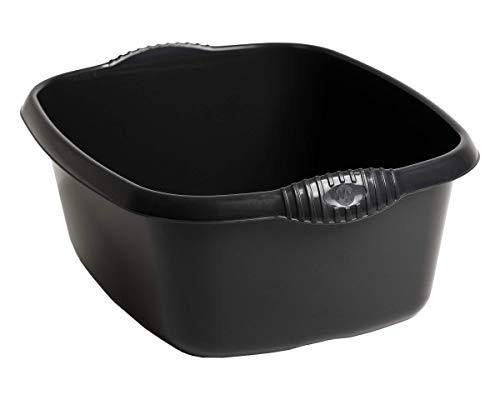 39 Cm High Grade Plastic Washing Up Bowl 12 Litre Rectangular Bowl Kitchen Basin Sink Tidy Organiser (Midnight Black) (1)
