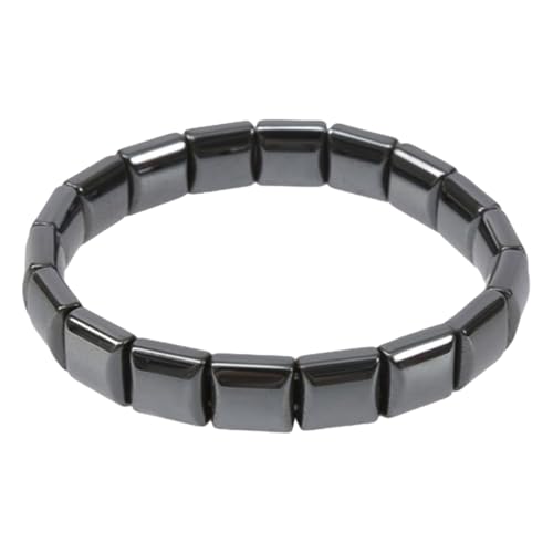 Xmccvt Hematite Bracelet, Natürlicher Hämatit Armband Herren, Verstellbare Elastische Schwarze Natursteinarmband, Stilvolles Accessoire Für Damen Und Herren