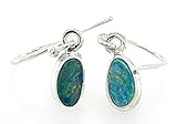 Genuine Australian Blue, Green Opal 925 Solid Sterling Silver Earrings 20mm