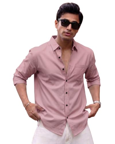 Image of Men's Brown Solid Full Sleeve Casual Shirt with Chest Pocket