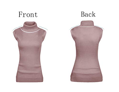 Image of v28 Women Sleeveless High Neck Turtleneck Stretchable Knit Sweater Top