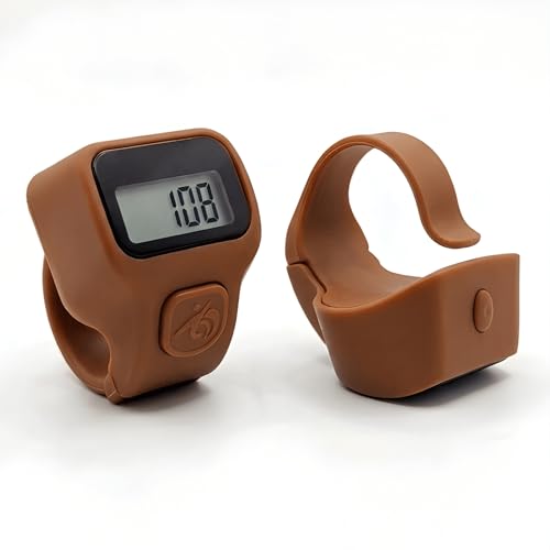 Image of Digital Ring Counter, LCD Display, Finger Tally Clicker for Meditation and Prayer, Ring Style (Pack of 1) (Brown)