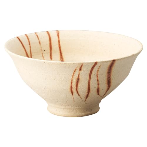丸伊製陶 信楽焼 へちもん 茶碗 ご飯茶碗 直径約12cm 火だすき ベージュ MR-3-4563