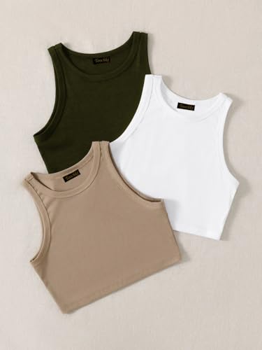 Image of Tops for Women Crop Top for Women's Tank Activewear Tee Sports Western Casual Cotton Camisole Pack of 3 Combo