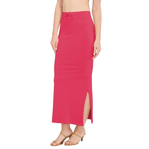 Image of DESI GIRL Cotton Lycra Stretchable Saree Shapewear Petticoat with Drawstring for Women | Fishcut Saree Petticoat with Side Slit for Easy Movement | Saree Shaper | Long inskirt