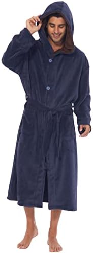 TITIZLK Mens Fleece Hooded Robes Mens Bathrobe With Hood Mens Soft Warm Fleece Plush Robe with Hood