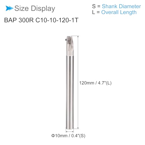 Image of Indexable End Mill, 1 Flute 0.4 inch Cutting Diameter, 90 Degree BAP300R R0.8 for APMT1135 Carbide Insert - (Applications: for Steel Milling)
