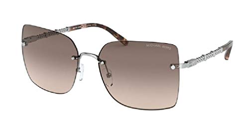 Michael Kors MK1057 AURELIA 100113 60M Silver/Brown Gradient Square Sunglasses For Women+FREE Complimentary Eyewear Care Kit