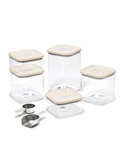 Caraway 13-Piece Glass Airtight Food Storage Containers with Lids – Non-Toxic, BPA-Free Kitchen Storage Containers – Stackable, Space-Saving Airtight Containers for Dry Goods and More - Cream