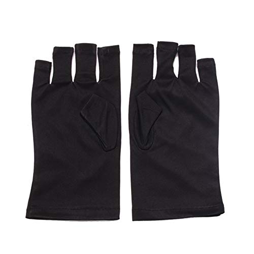 VOLLUCK 1 Pairs Anti-UV Shield Glove, UPF50+ FingerlessÂ UV Protection Glove for UV and LED Manicure Lamps Dryer Nail Art Skin Care Glove (Black)