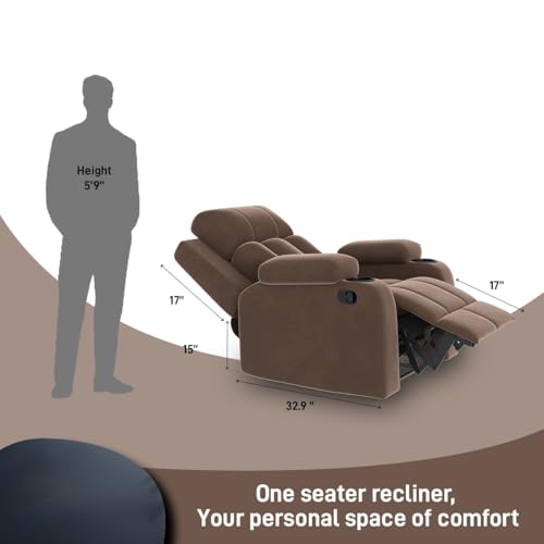 Image of Amazon Brand - Solimo Pinnacle | Single Seater Sofa Recliner | Manual Recliner (Velvet Brown)
