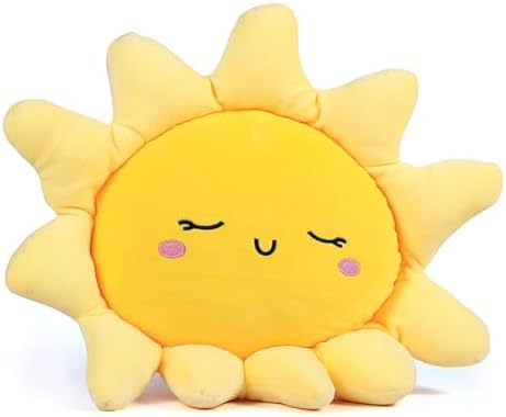 17.8Inch Cute Sun Shaped Pillow Sofa Cushion Car Throw Pillows Floor Pillow for Kids Girls Women Home Decor,Yellow