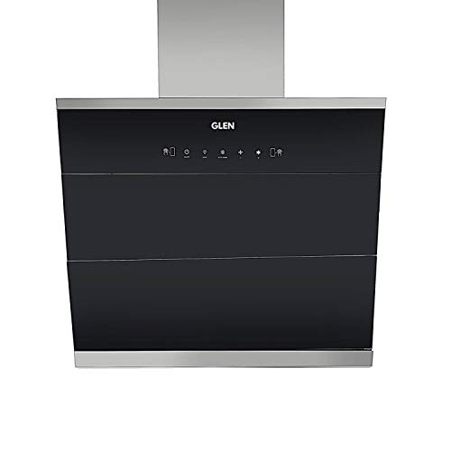 Image of Glen Vertical Glass 90cm 1400 m3 /h Auto Clean Kitchen Chimney, Filter Less with Touch and Motion Sensor Control-Black (6073 AC 90)