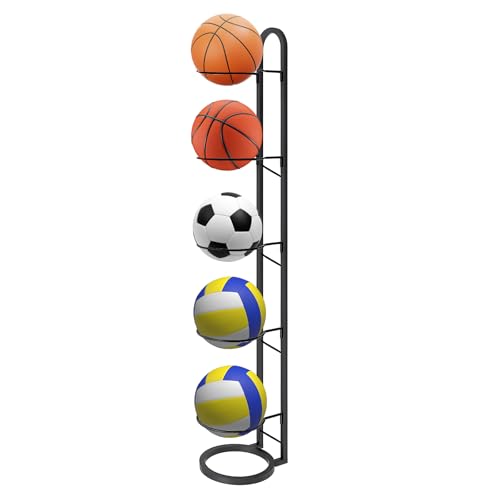 LURICO Support Ballon Foot à 5 Niveaux, Casier de Rangement de Balles, Amovible et Peu Encombrant,...