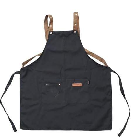Genérico Delantal de Trabajo Profesional Impermeable con Bolsillos – Ajustable, Resistente y Antimanchas – Ideal para Cocina, Barista, Taller, Jardinería, Chef o Peluquería – Negro
