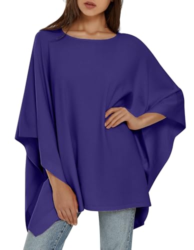 Image of PULI Women's Pullover Poncho Sweater Oversized Loose Fit Soft Shawl Layering Tops for Office Travel Daily Wear,Fall Winter
