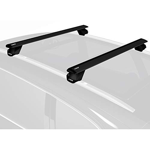 COWVIE 53” Pro Aluminum Universal Roof Rack Cross Bars keyed Locks - Fit for Most SUVs Both Raised Side Rails and Integrated Rails Black