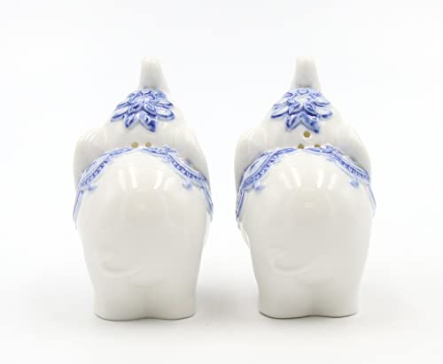 Cosmos Gifts 21017 White With Blue Porcelain Elephant Salt And Pepper Shaker #TOP2