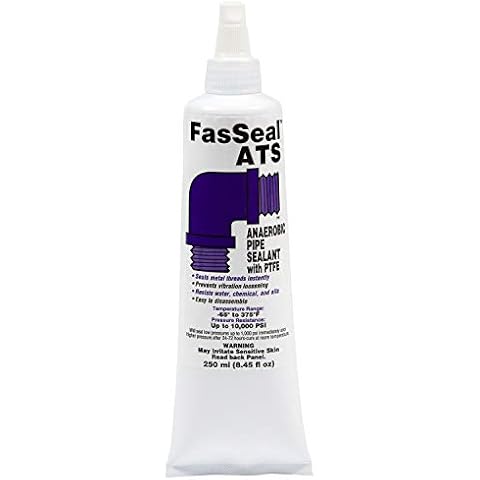 Gasoila FasSeal ATS Anaerobic Thread Sealant with PTFE, High-Pressure Vibration-Proof for -65 to 375°F, Fast Curing, Seals up to 10,000 PSI, Ideal for Gas, Water, Oil, and Steam Applications, 250mL Cover