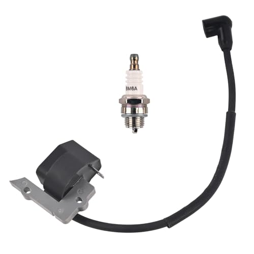 Realman 501092801 Ignition Coil with BM6A Spark Plug for Poulan Gas Hedge Trimmer P3500 P4500 TE450CXL PP031 SM705 PPB250E GHT220LE Leaf Blower BVM200VS BVM200C PPB430VS Pruner PP446ET