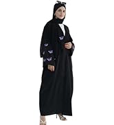 Womens Muslim Cardigan Abaya Long Sleeve Embroidered Butterfly Ethnic Robe Dubai Middle Eastern A...