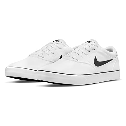 Nike SB Chron 2 Canvas Skateboarding Shoes (White/White/Black) Size 8.5