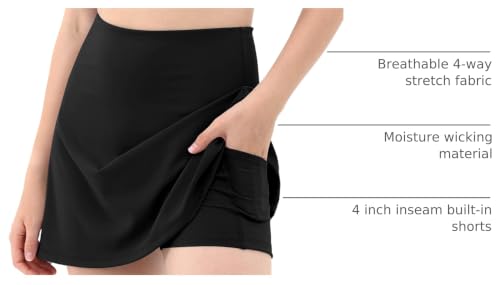 Image of ODODOS Women's Athletic Tennis Skorts with Pockets Built-in Shorts Golf Active Skirts for Sports Running Gym Training