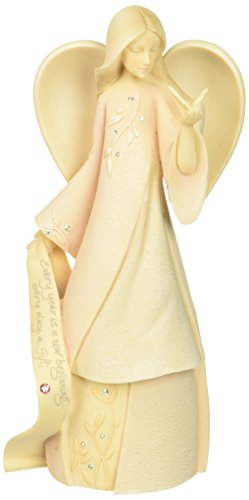 Foundations October Monthly Angel Stone Resin Figurine, 7.5”