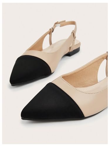OYOANGLE Women's Slingback Flats Pointed Toe Comfortable Work Office Dressy Casual Dress Shoes3