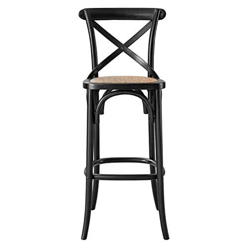 Modway Gear Bar Stool in Black, 19 x 17.5 x 43.5