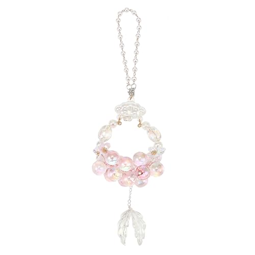 Image of Crystal Ball Car Rear View Mirror Hanging Charms Pendant Lucky Hanging Ornament Car Interior Decorations, Pink