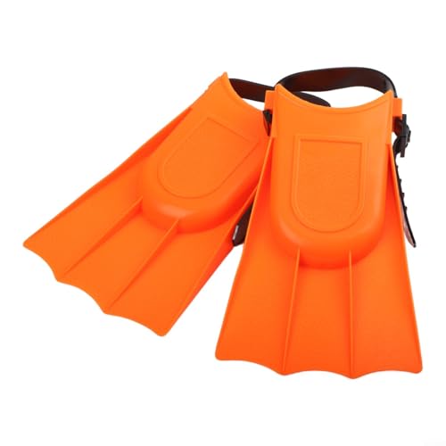 Aletas de natación ajustables para niños para buceo, soporte antideslizante, diseño aerodinámico, construcción de PVC, varios tamaños, azul, amarillo, naranja, verde, acuático (naranja)