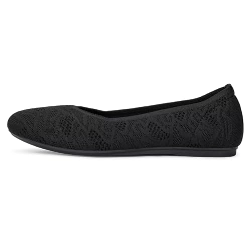 Image of Frank Mully Women's Ballet Flat Shoes Knit Dress Shoes Round Toe Slip On Ballerina Flats for Woman Low Wedge Comfort Soft