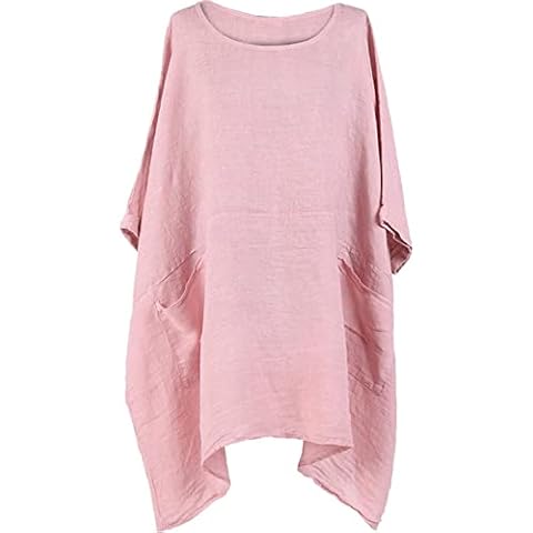 JJ CLOTHING Q14 New Ladies Italian Plus Size Plain Linen Tunic Top Women Lagenlook Top Plus Size (Nude, One size) Cover