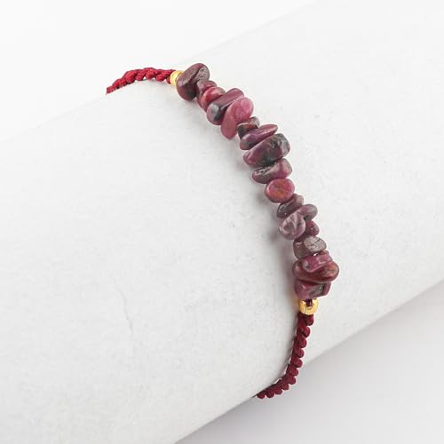 Pulsera trenzada artesanal con piedras naturales sin cortar miniatura 4