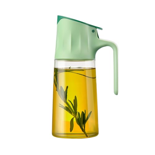 Fackelmann Jarra de Aceite 500 ml, Apertura y Cierre Automático de la Tapa al Inclinar, Cuerpo de Vidrio, Tapa de Polipropileno y Silicona, Ligera y Fácil de Manejar, Color Verde, 1 ud.
