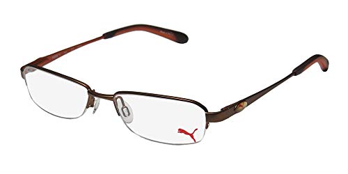 Puma 15364 Giga Mens/Womens Spring Hinges Adult Size Casual Vision Care TIGHT FIT Designed For Young Men & Women Optimal For Sports Eyeglasses/Spectacles (47-16-135, Brown/Copper)